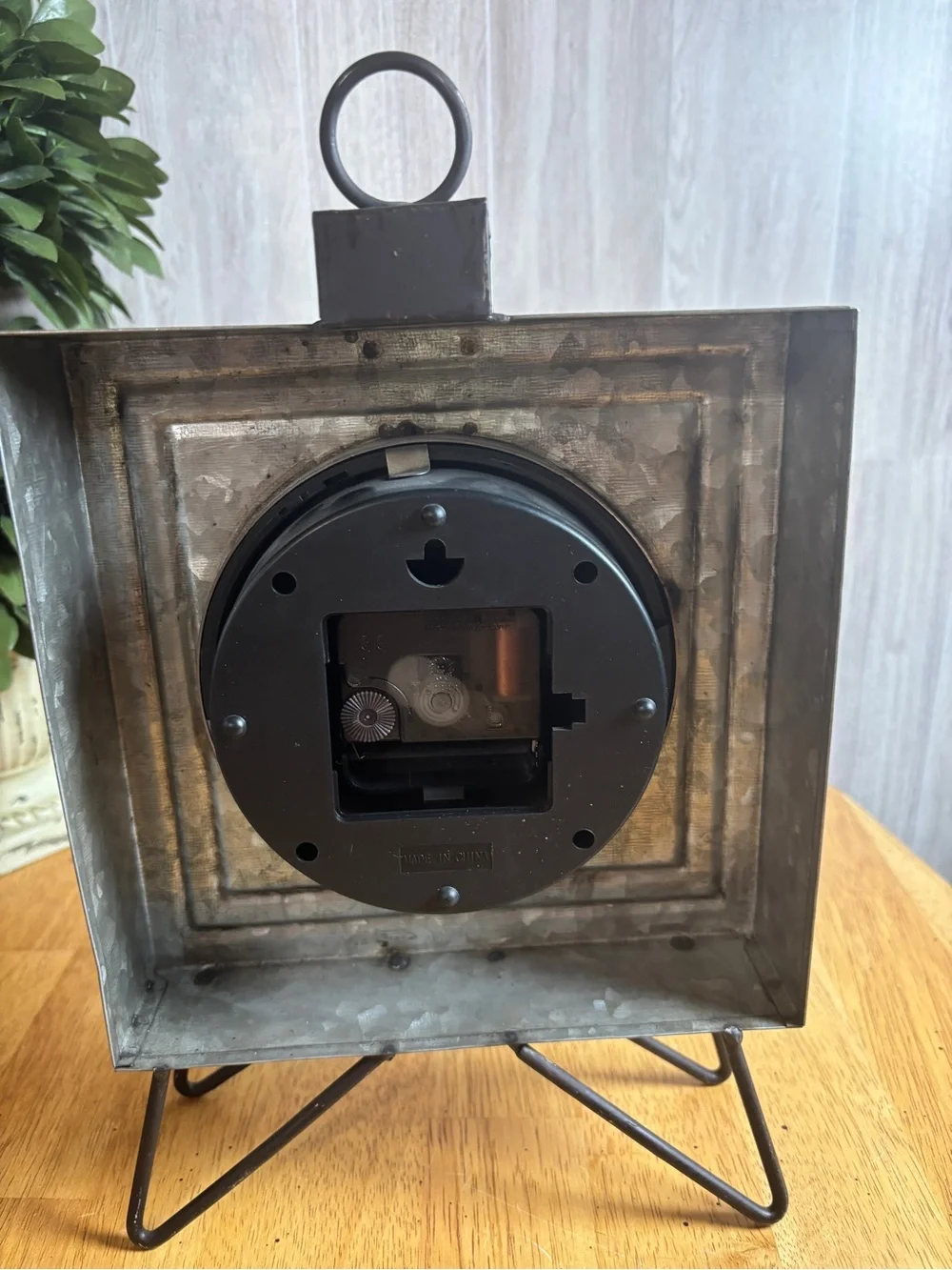 Rustic Industrial Galvanized Metal Tabletop Clock Farmhouse Decor